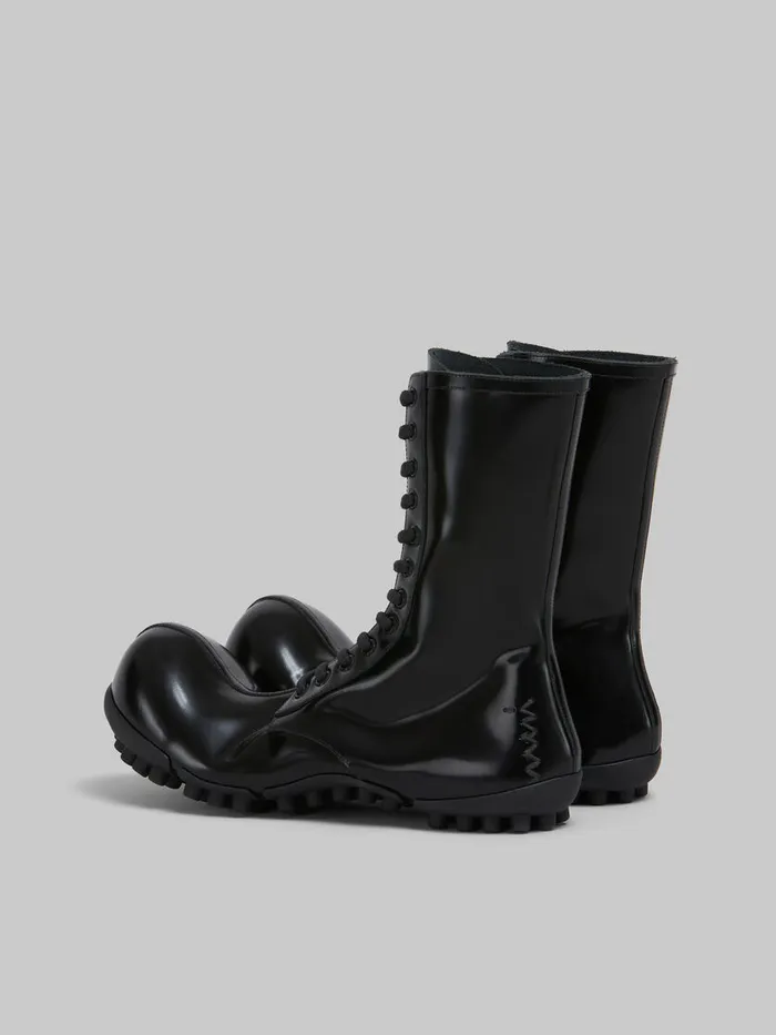 Black Patent Leather Wave Boot Women Marni Boots