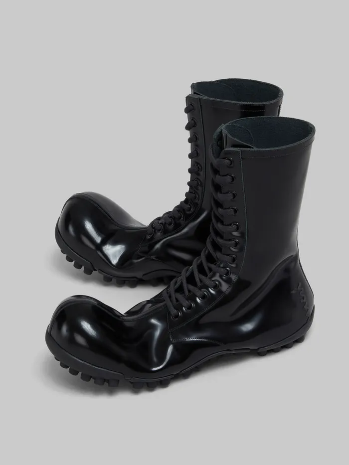 Black Patent Leather Wave Boot Women Marni Boots