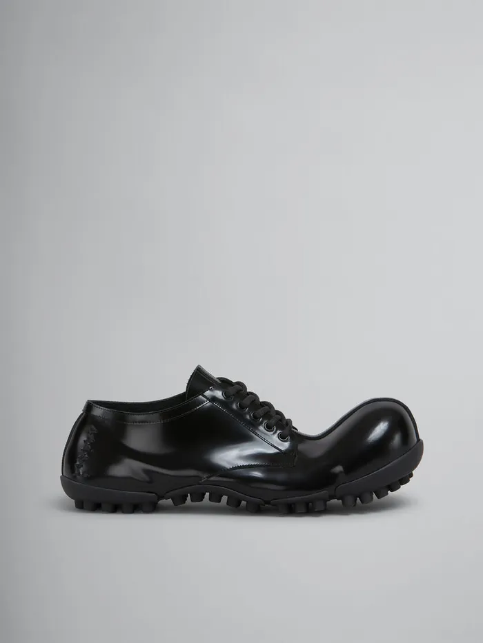 Black Patent Leather Wave Lace Up Men Marni Lace Up and Loafers
