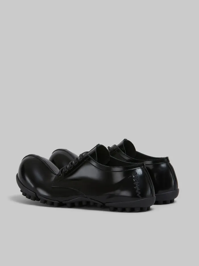 Black Patent Leather Wave Lace Up Men Marni Lace Up and Loafers