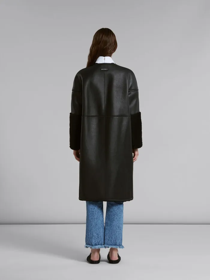Black Reversible Shearling Coat Women Marni Coats and Jackets