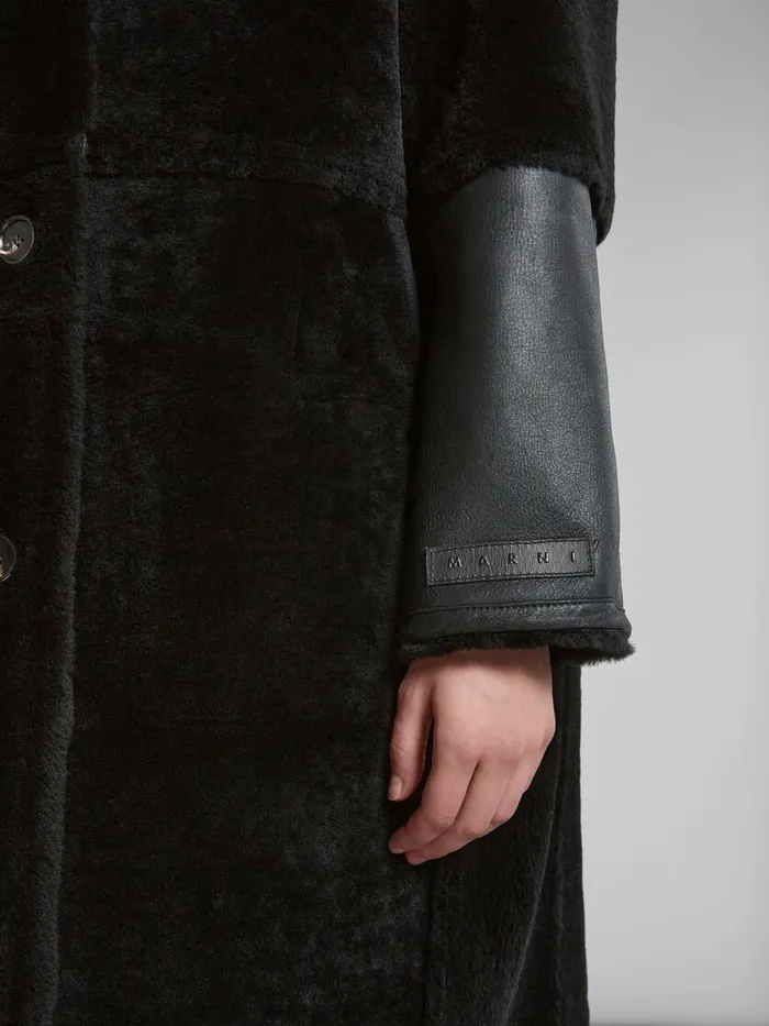 Black Reversible Shearling Coat Women Marni Coats and Jackets
