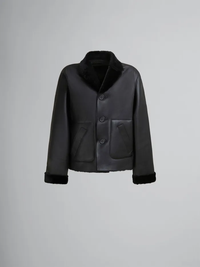 Black Reversible Shearling Jacket Women Marni Coats and Jackets