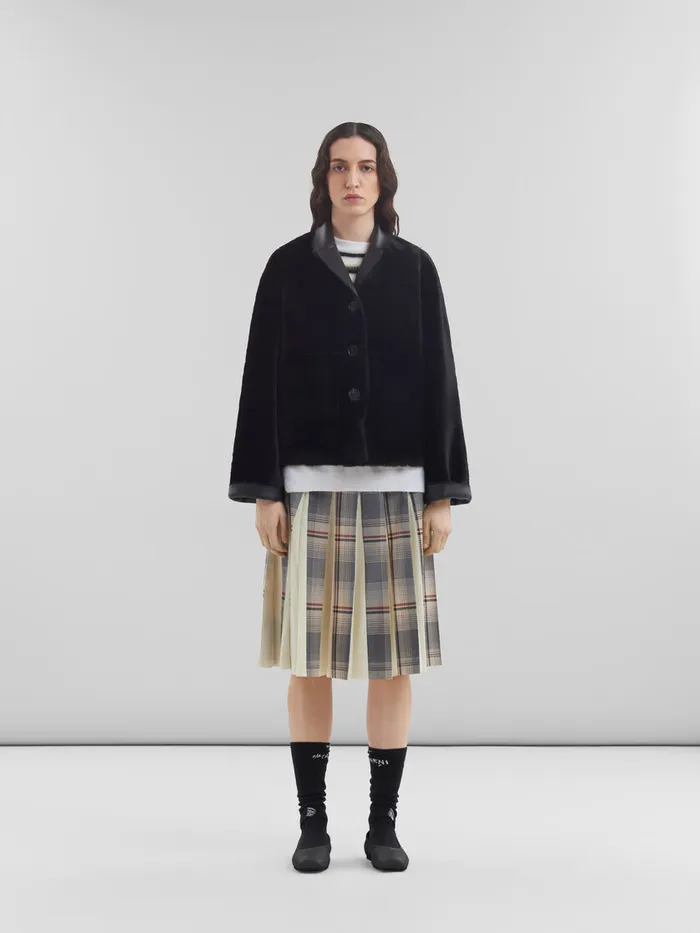 Black Reversible Shearling Jacket Women Marni Coats and Jackets