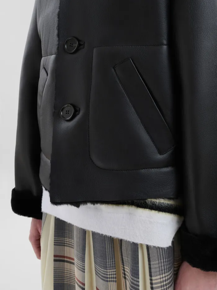 Black Reversible Shearling Jacket Women Marni Coats and Jackets