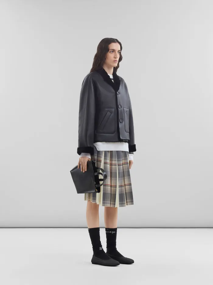 Black Reversible Shearling Jacket Women Marni Coats and Jackets