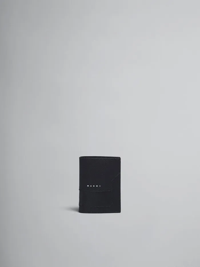 Black Saffiano Leather Bifold Wallet Men Marni Wallets and Small Leather Goods