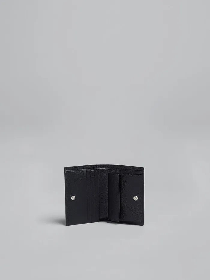 Black Saffiano Leather Bifold Wallet Men Marni Wallets and Small Leather Goods