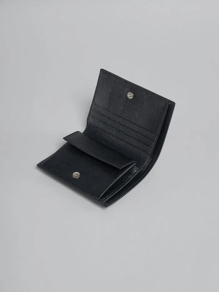 Black Saffiano Leather Bifold Wallet Men Marni Wallets and Small Leather Goods