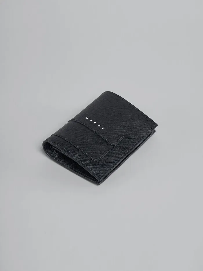 Black Saffiano Leather Bifold Wallet Men Marni Wallets and Small Leather Goods