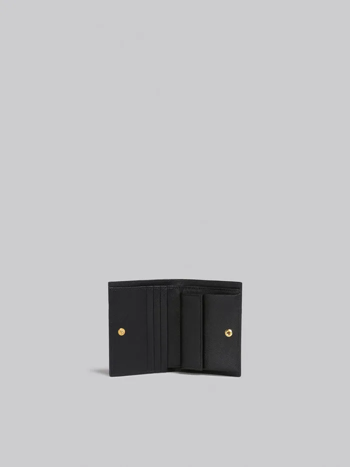 Black Saffiano Leather Bifold Wallet Women Marni Wallets and Small Leather Goods