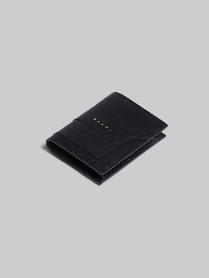 Black Saffiano Leather Bifold Wallet Women Marni Wallets and Small Leather Goods