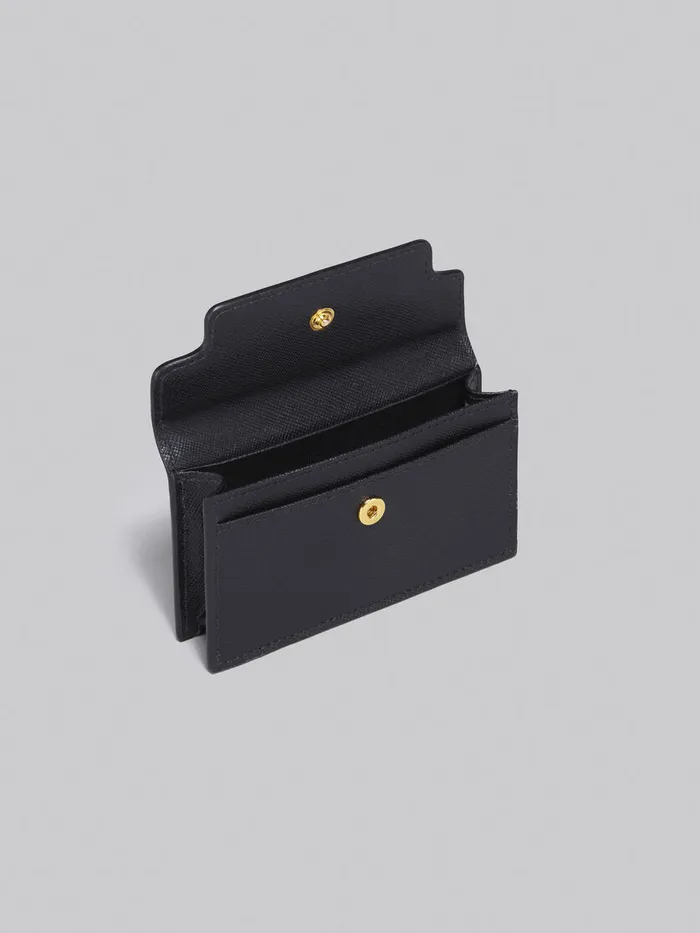 Black Saffiano Leather Business Card Case Women Marni Wallets and Small Leather Goods