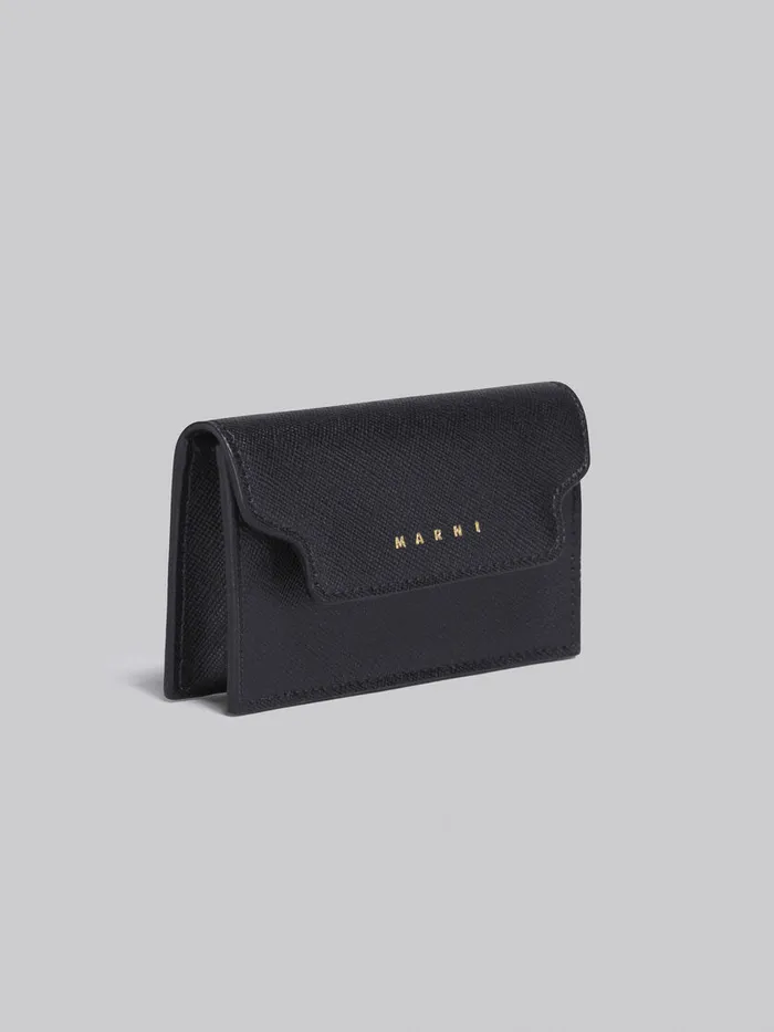Black Saffiano Leather Business Card Case Women Marni Wallets and Small Leather Goods