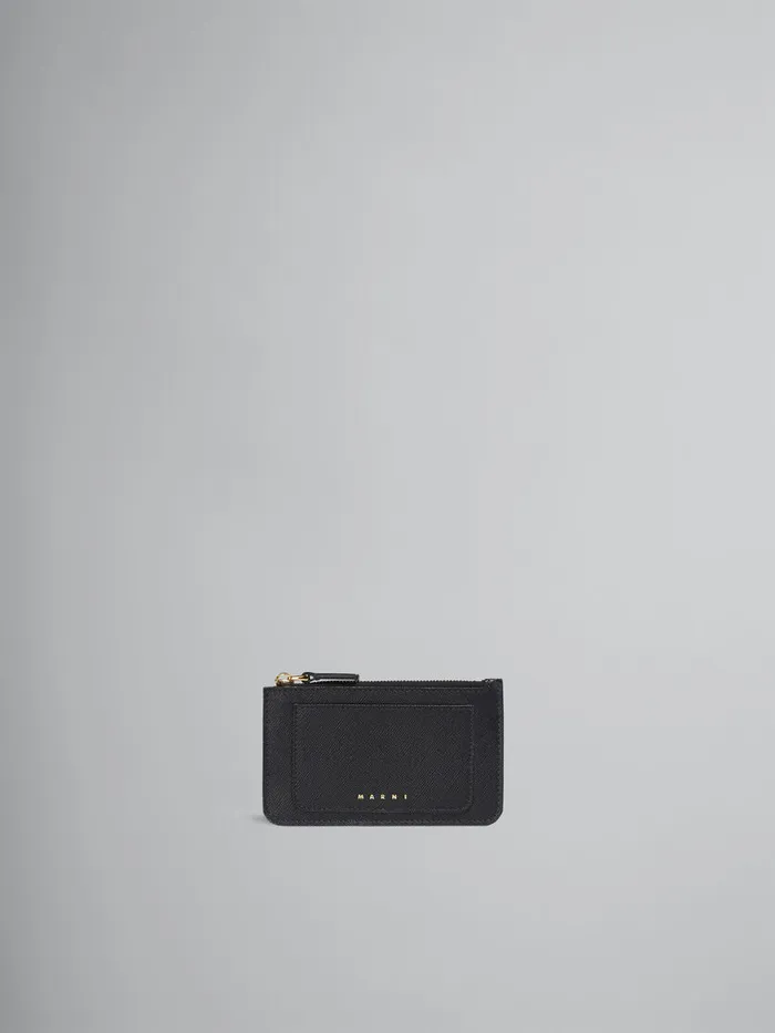 Black Saffiano Leather Card Case Women Marni Wallets and Small Leather Goods