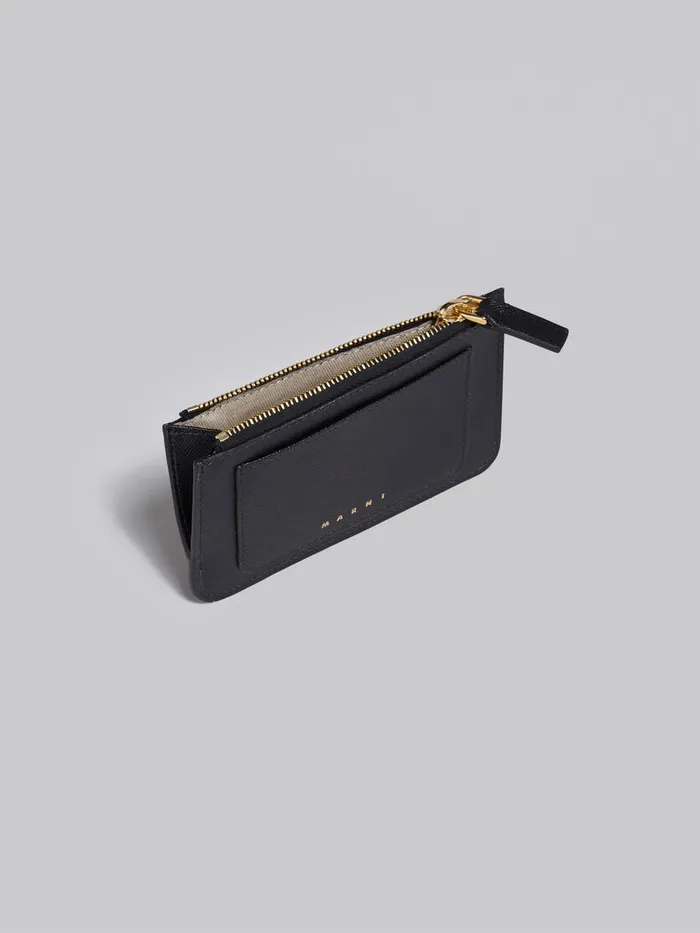 Black Saffiano Leather Card Case Women Marni Wallets and Small Leather Goods