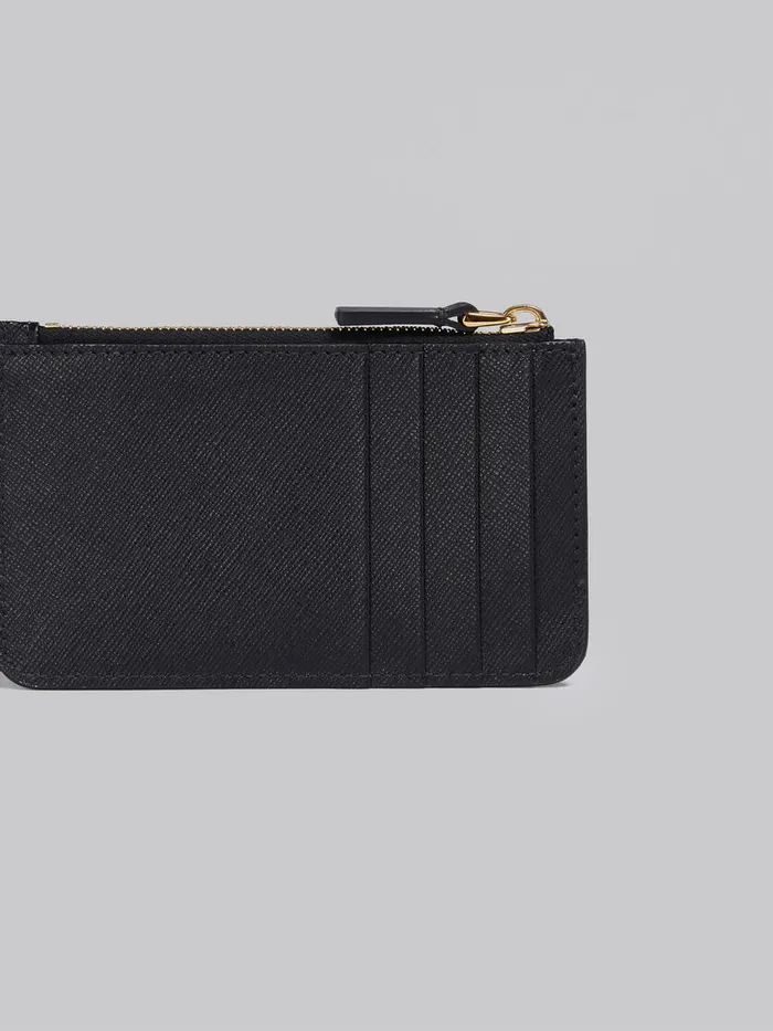 Black Saffiano Leather Card Case Women Marni Wallets and Small Leather Goods