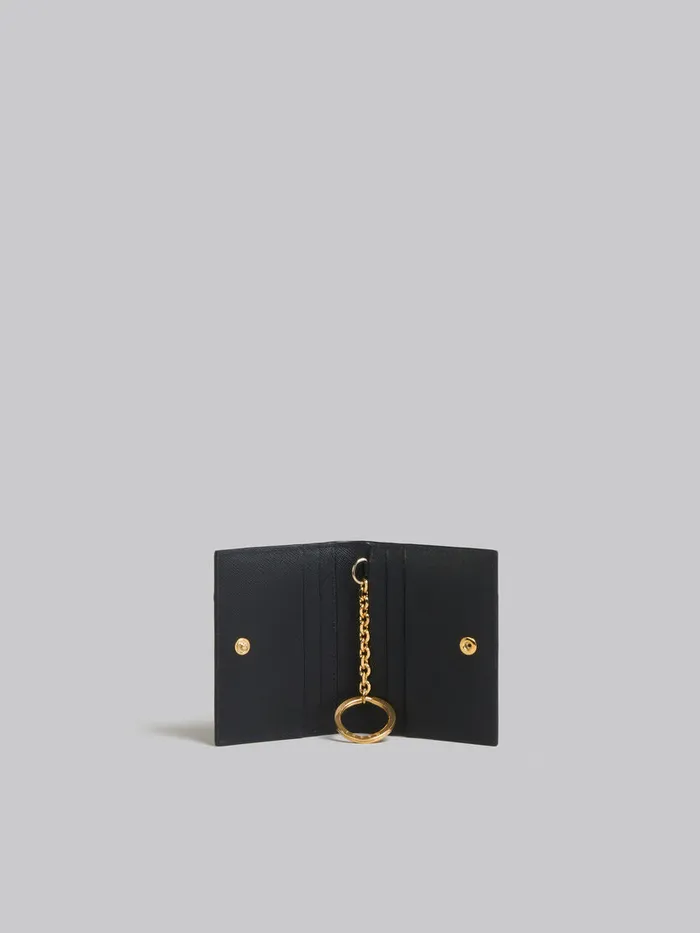 Black Saffiano Leather Cardholder Women Marni Wallets and Small Leather Goods