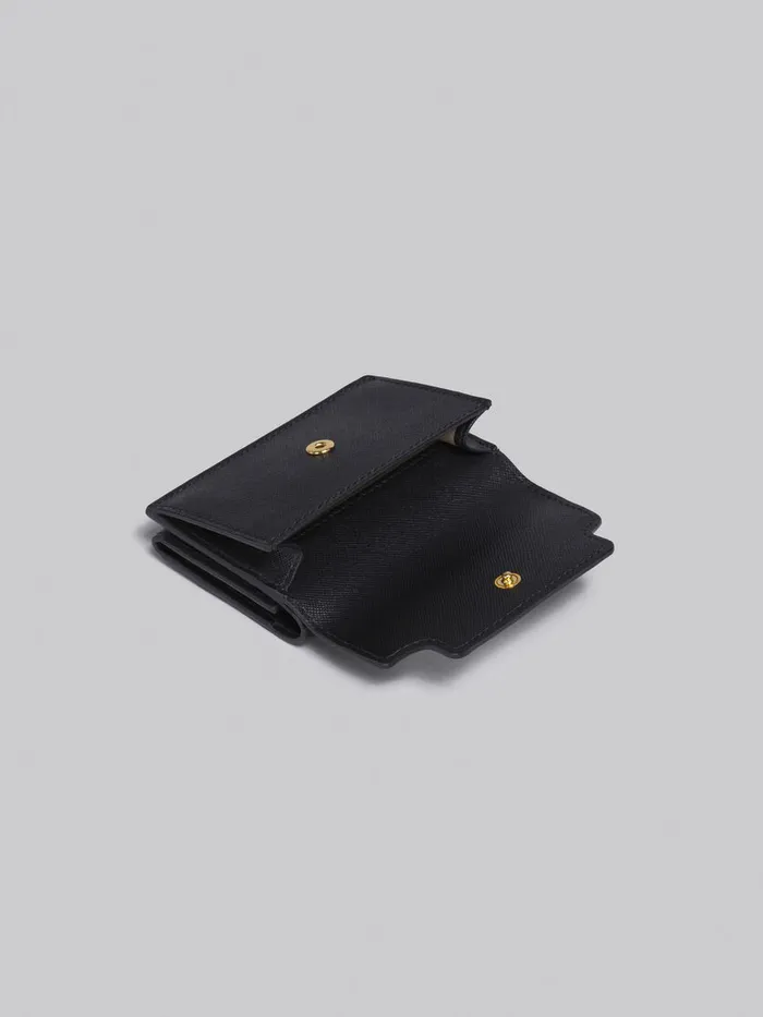 Black Saffiano Leather Trifold Wallet Women Marni Wallets and Small Leather Goods