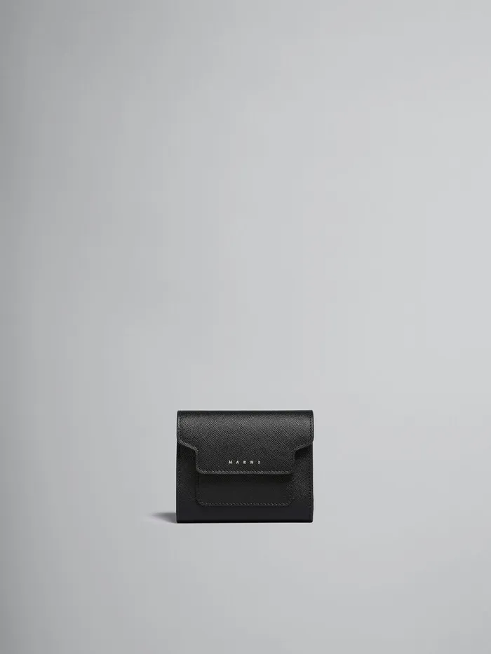 Black Saffiano Leather Wallet Women Marni Wallets and Small Leather Goods
