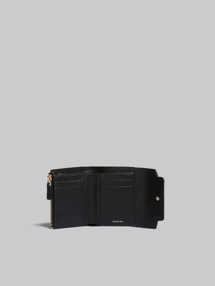 Black Saffiano Leather Wallet Women Marni Wallets and Small Leather Goods