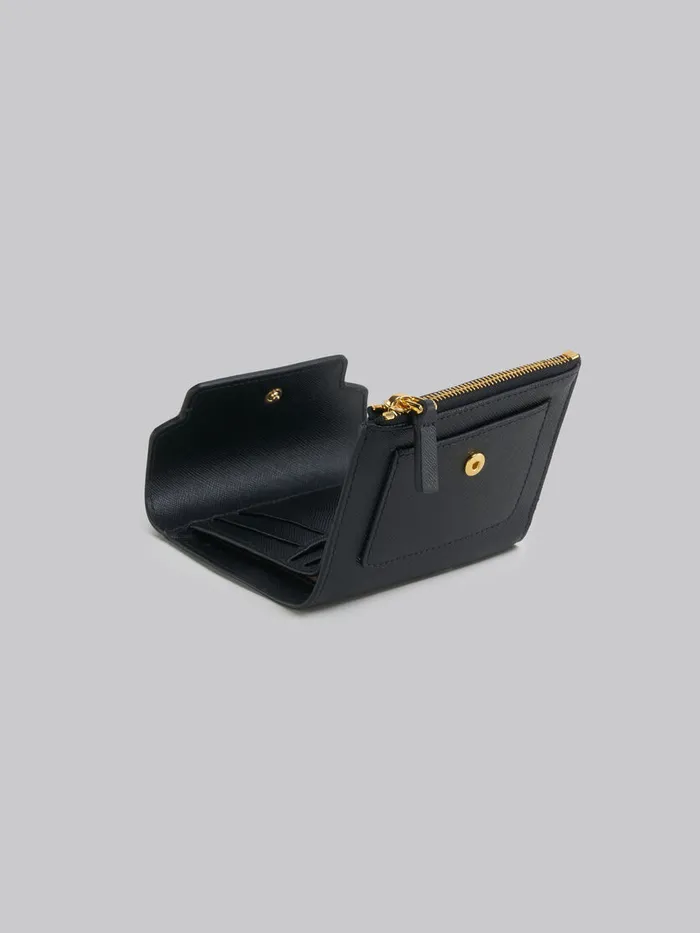 Black Saffiano Leather Wallet Women Marni Wallets and Small Leather Goods