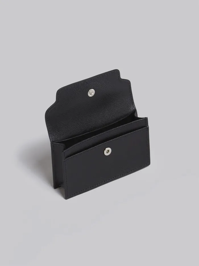 Black Saffiano Leather Ziparound Card Case Men Marni Wallets and Small Leather Goods