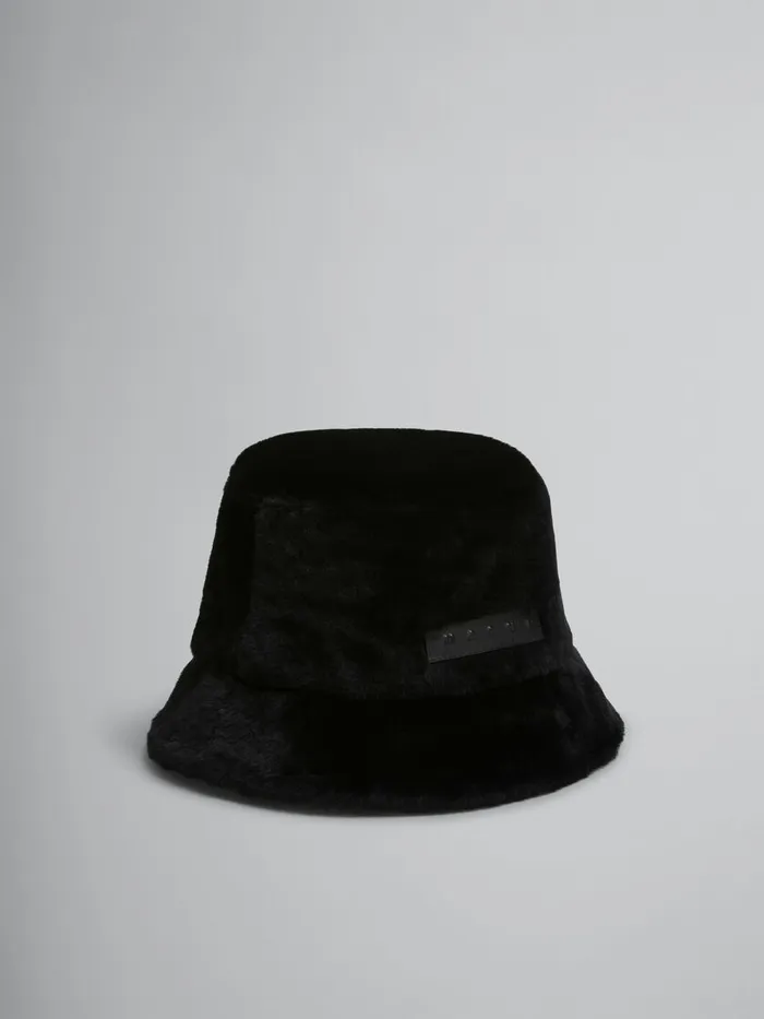 Black Shaved Shearling Bucket Hat Women Marni Hats