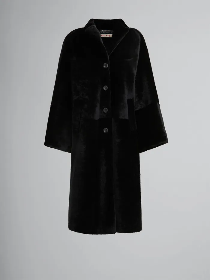 Black Shaved Shearling Coat With Padded Shoulders Women Marni Coats and Jackets Black Shaved Shearling Coat With Padded Shoulders Women Marni Coats and Jackets