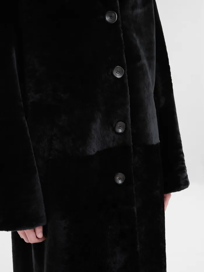 Black Shaved Shearling Coat With Padded Shoulders Women Marni Coats and Jackets
