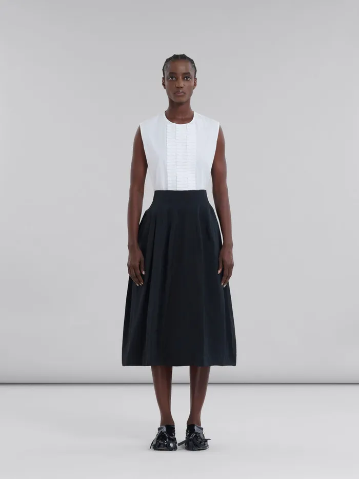 Black Taffeta Pleated Skirt Women Marni Skirts