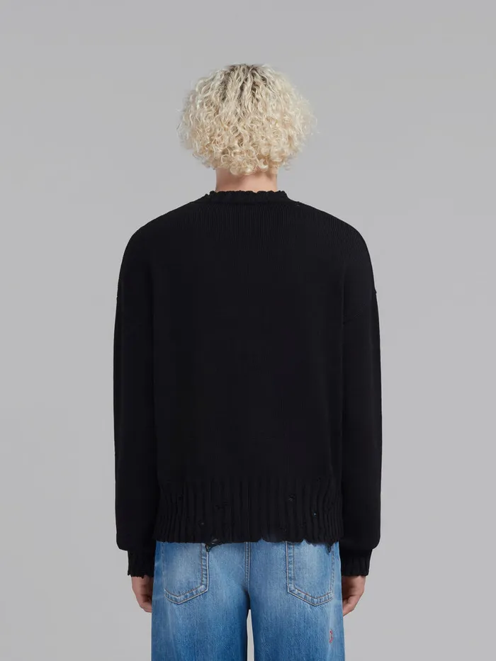 Black Twisted Crewneck Sweater Men Marni Knitwear