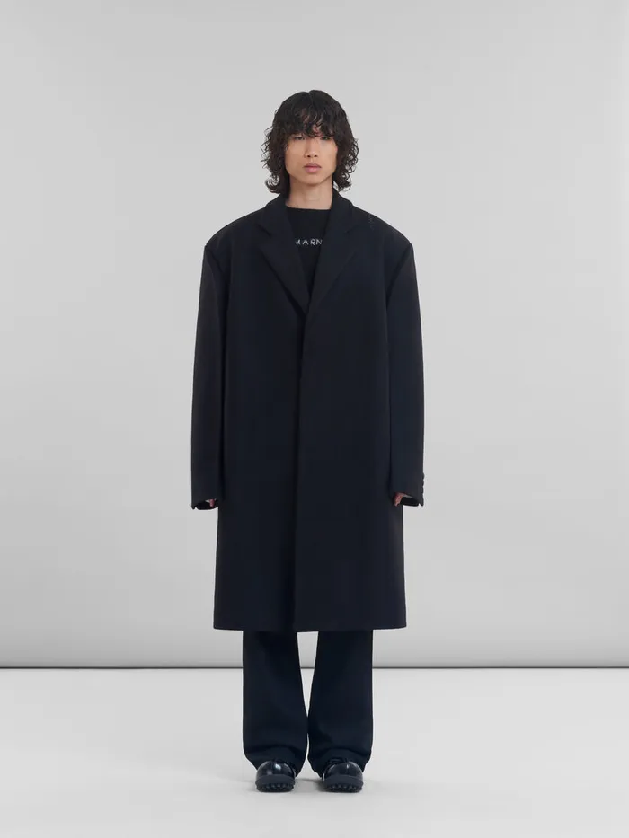 Black Wool Oversized Coat Men Marni Coats and Jackets