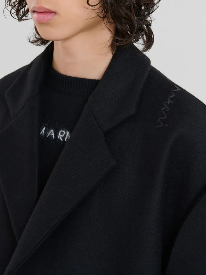 Black Wool Oversized Coat Men Marni Coats and Jackets