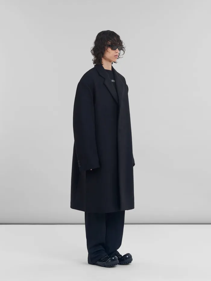 Black Wool Oversized Coat Men Marni Coats and Jackets
