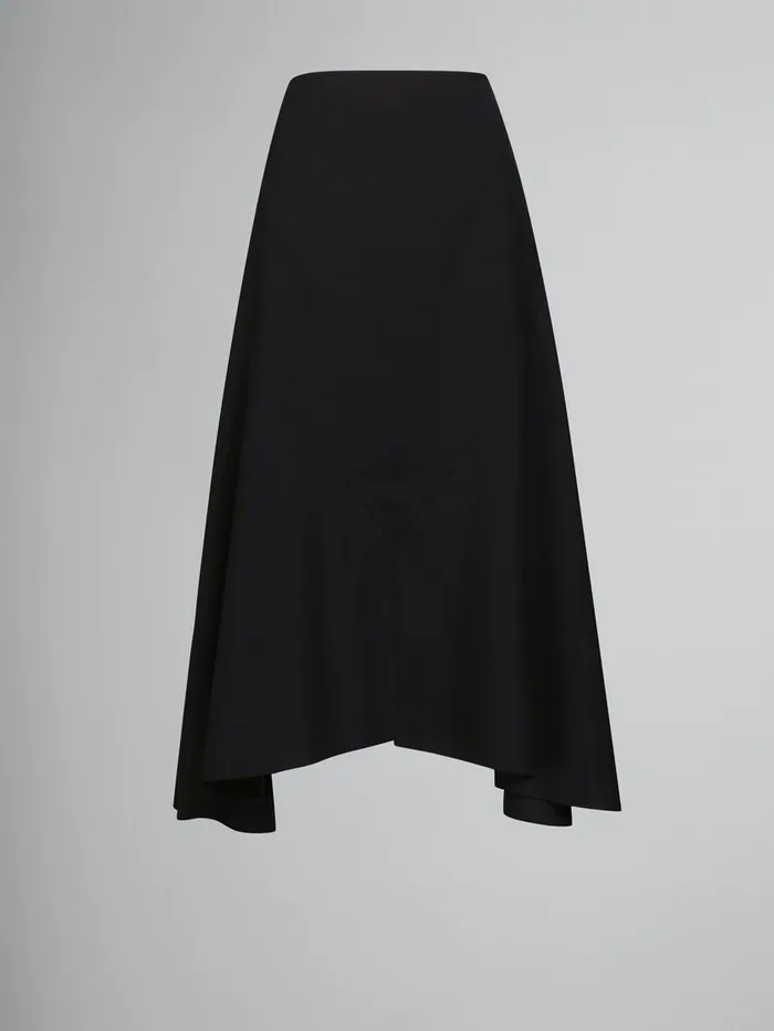 Black Wool Skirt With Asymmetric Hem Women Marni Skirts
