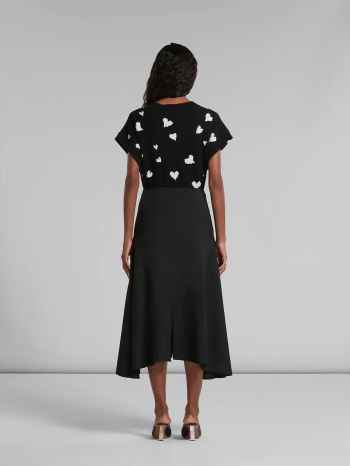Black Wool Skirt With Asymmetric Hem Women Marni Skirts