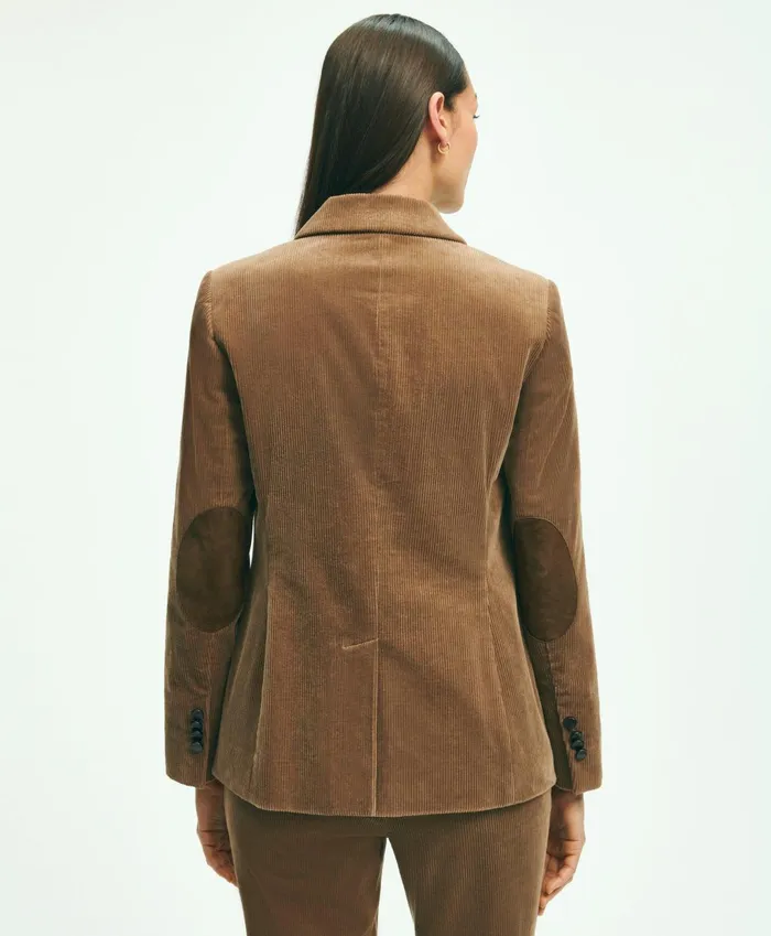 Blazers Women Brooks Brothers Stretch Cotton Corduroy Jacket Beige