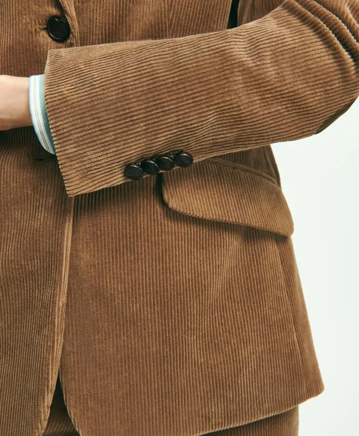 Blazers Women Brooks Brothers Stretch Cotton Corduroy Jacket Beige