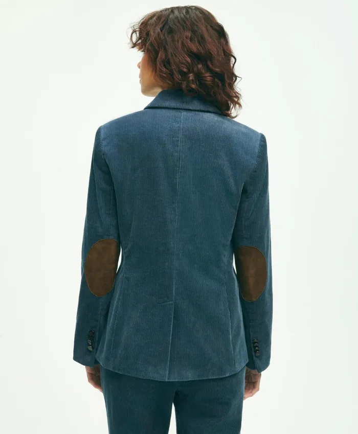 Blazers Women Brooks Brothers Stretch Cotton Corduroy Jacket Blue
