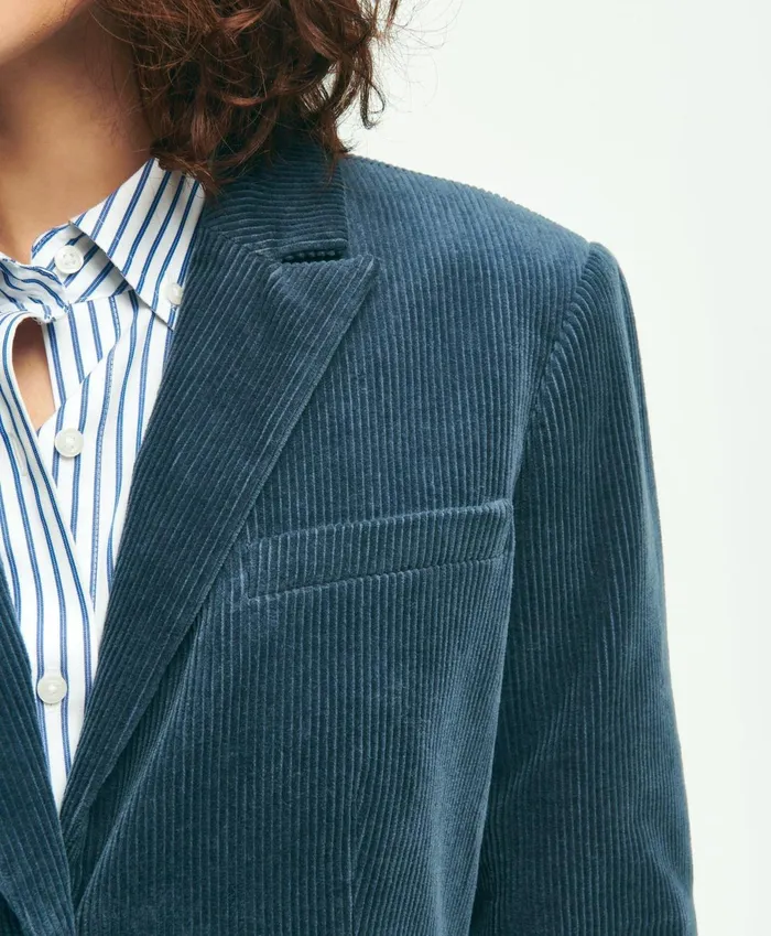 Blazers Women Brooks Brothers Stretch Cotton Corduroy Jacket Blue