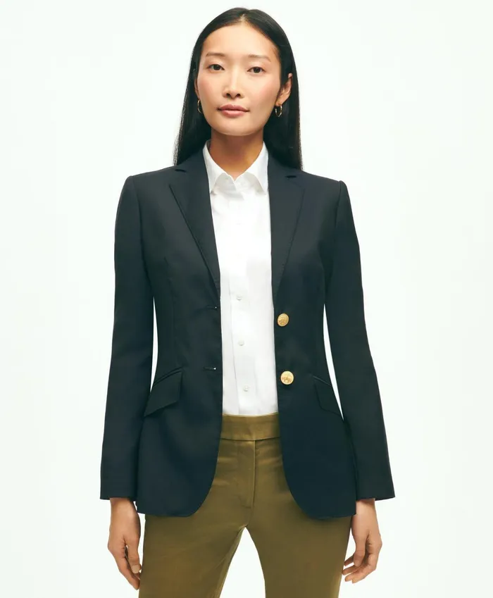 Blazers Women Brooks Brothers Wool TwoButton Blazer Navy