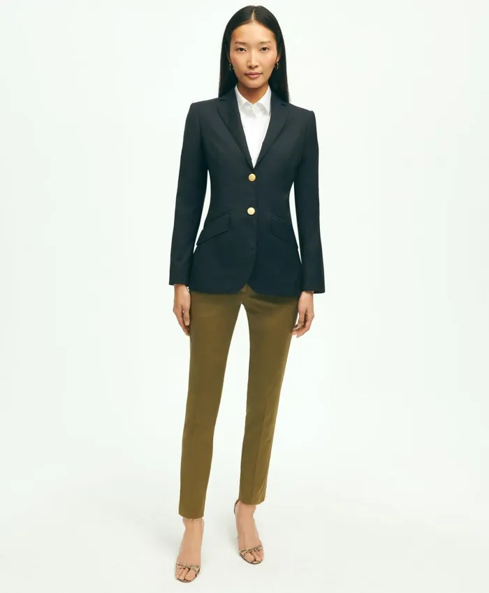 Blazers Women Brooks Brothers Wool TwoButton Blazer Navy