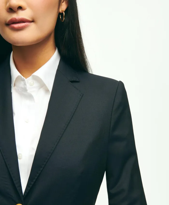 Blazers Women Brooks Brothers Wool TwoButton Blazer Navy