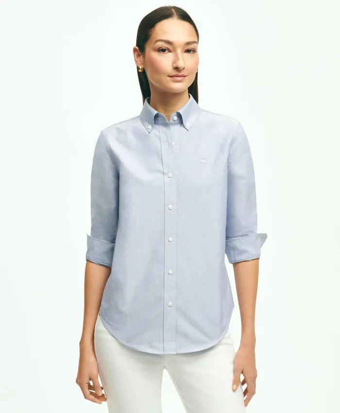 Blouses andamp Shirts Women Brooks Brothers ClassicFit Cotton Oxford Shirt Blue Blouses andamp Shirts Women Brooks Brothers ClassicFit Cotton Oxford Shirt Blue