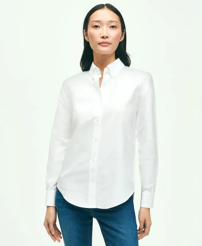 Blouses andamp Shirts Women Brooks Brothers ClassicFit Cotton Oxford Shirt White