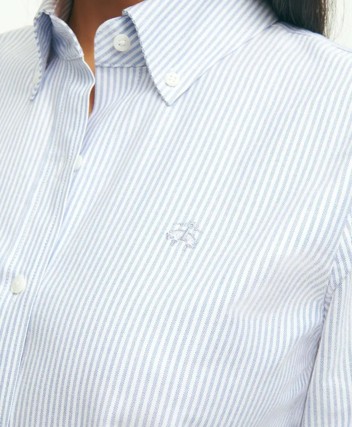 Blouses andamp Shirts Women Brooks Brothers ClassicFit Cotton Oxford Stripe Shirt Blue