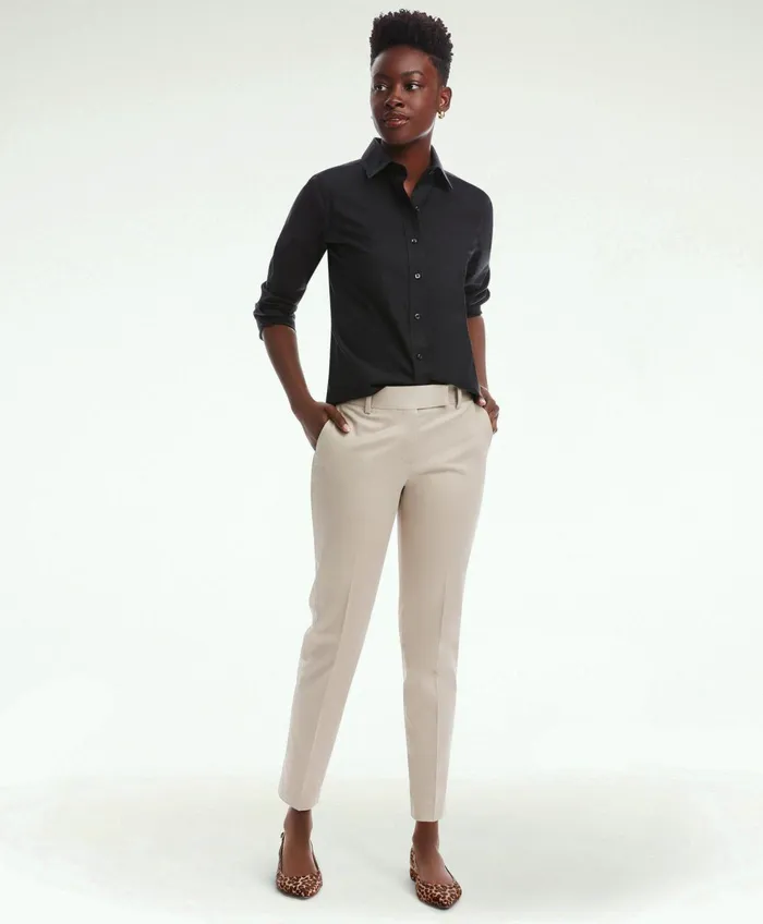 Blouses andamp Shirts Women Brooks Brothers ClassicFit NonIron Stretch Supima Cotton Dress Shirt Black