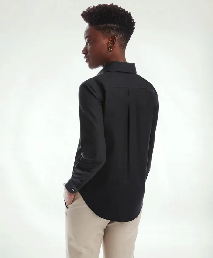 Blouses andamp Shirts Women Brooks Brothers ClassicFit NonIron Stretch Supima Cotton Dress Shirt Black