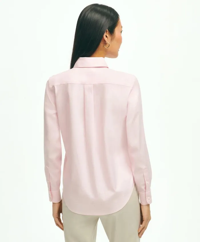 Blouses andamp Shirts Women Brooks Brothers ClassicFit NonIron Stretch Supima Cotton Dress Shirt Pink